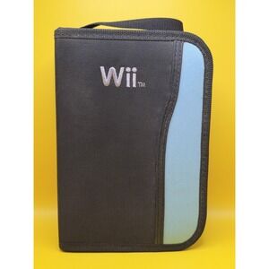 Nintendo Wii Game Storage Blue & Black Gray Zippered Travel Carrying Case CLEAN